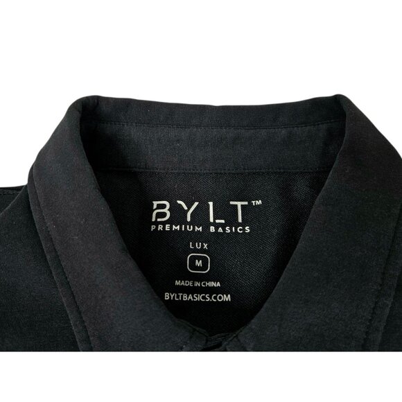 Bylt Premium Basics Lux Drop-Cut Long Sleeve Polo Shirt Men's Medium Black EUC - Picture 2 of 7